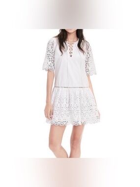 Banana Republic White Lace-Up Eyelet Mini Dress